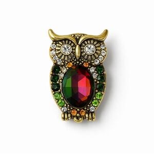 ⚜️ Vintage Style Elegant Gold Owl Brooch with Crystals 💎